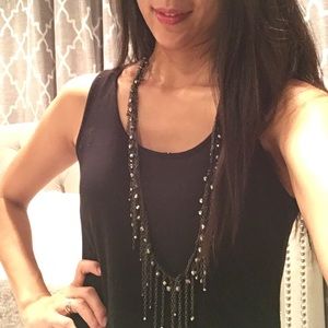 BCBG black/gunmetal long necklace